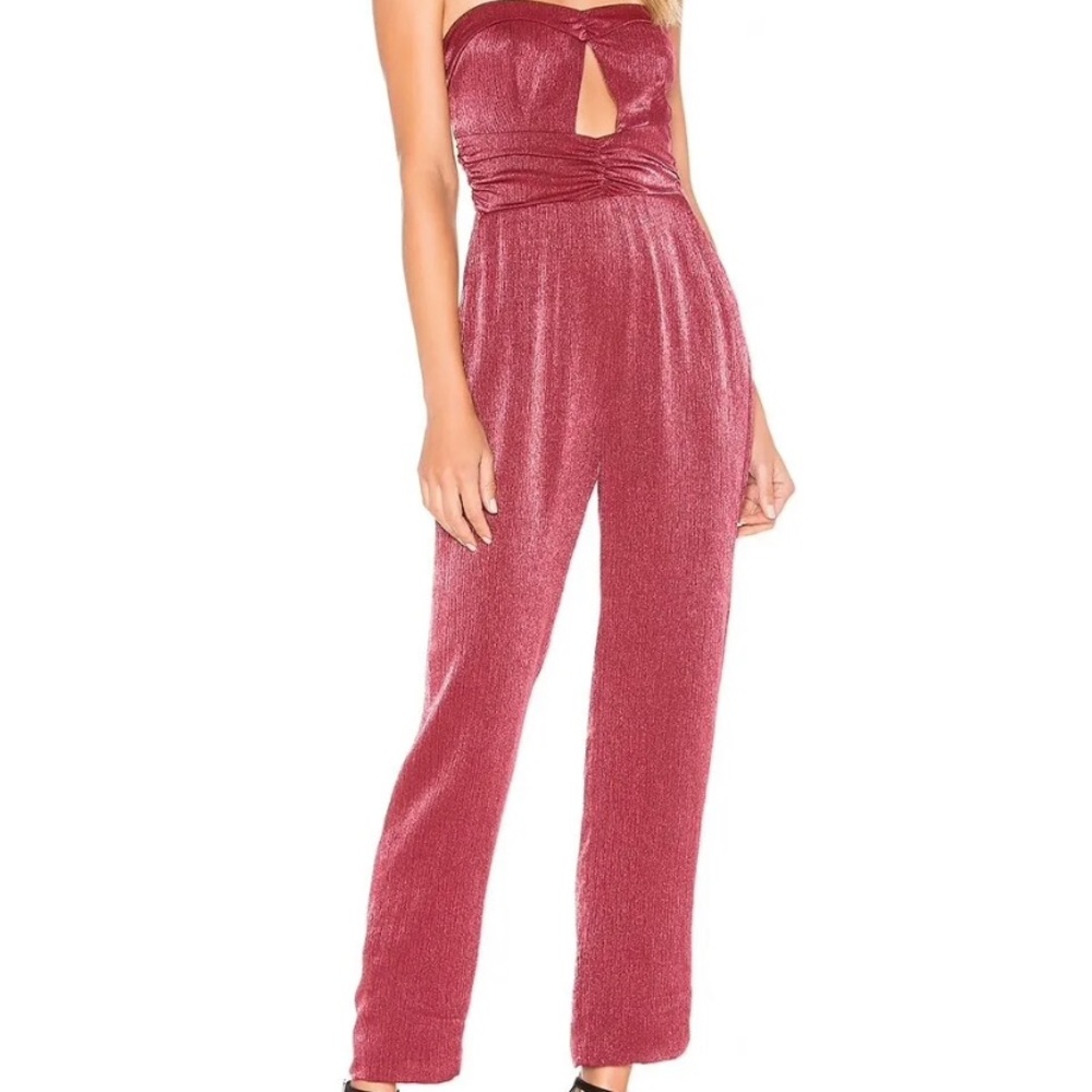 NWT House of Harlow 1960 x Revolve Burgundy Strapless Jumpsuit